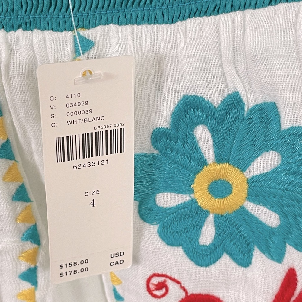 ANTHROPOLOGIE Embroidered Cotton Tunic Top - Women’s Size 4 - New - Picture 4 of 11